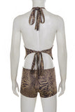 Halter Neck Animal Print Short Set
