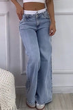 High-Waisted Wide Leg Denim Jeans