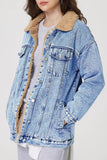 Casual Faux Shearling Lined Denim Jacket