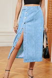 Button-Down Skirt with Slit