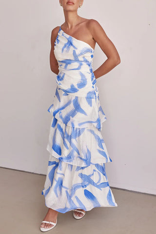 Floral One-Shoulder Casual Dress