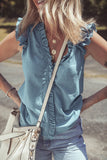 Ruffle Trim Button Blouse