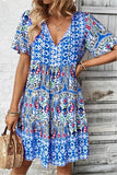 Patterned V-Neck Summer Dress