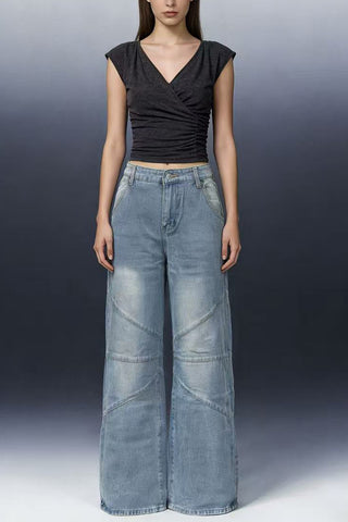 Stylish Wide-Leg Straight Jeans
