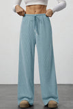 Wide-Leg Drawstring Casual Pants