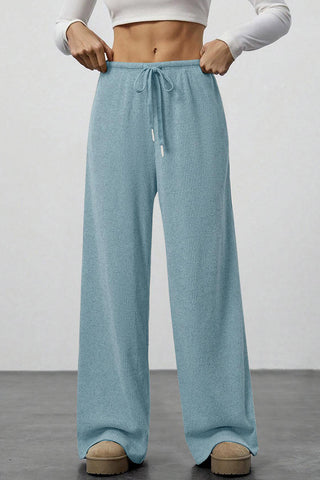 Wide-Leg Drawstring Casual Pants