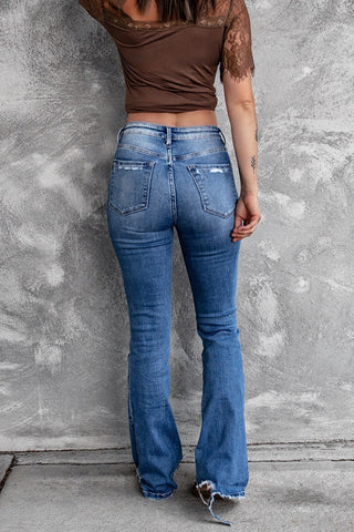 Distressed Flare Denim Jeans
