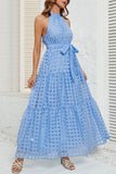 Checkered Halter Maxi Dress