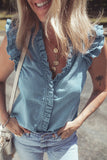 Ruffle Trim Button Blouse