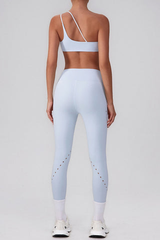 High-Waisted Perforated Casual Leggings