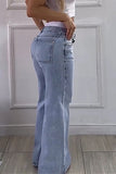 High-Waisted Wide Leg Denim Jeans