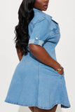 Button-Front Denim Dress