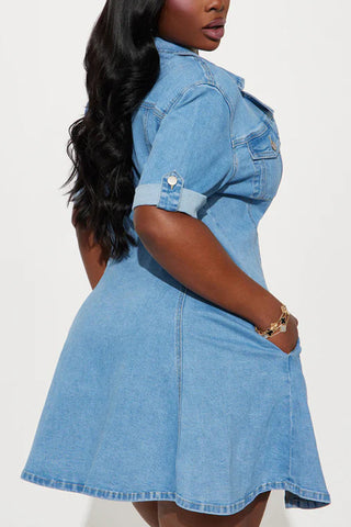 Button-Front Denim Dress