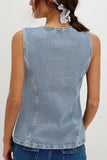 Button-Front Denim Vest
