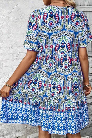 Patterned V-Neck Summer Dress