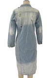 Longline Button-Front Denim Jacket