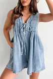 Tie-Front Denim Romper