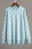 Patterned Knit Crewneck Sweater