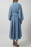Button-Up Denim Midi Dress