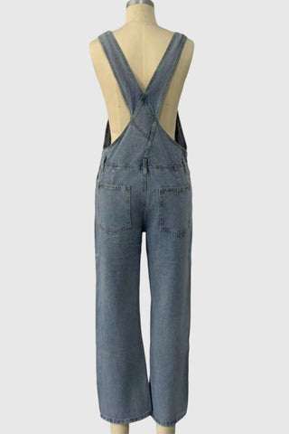 Cross-Back Denim Jumpsuit