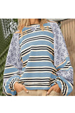 Striped and Floral Pattern T-Shirt
