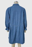 Cuffed Sleeve Denim Shirt Dress