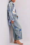 Heart-Patterned Straight Jeans