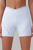 High-Waisted Laser Cut Casual Shorts
