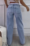 High-Waisted Wide Leg Denim Jeans