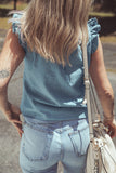 Ruffle Trim Button Blouse