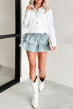 Tiered Smocked Mini Denim Skirt