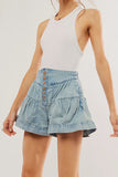 Button-Front Denim Shorts
