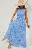Checkered Halter Maxi Dress