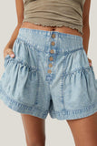 Button-Front Denim Shorts