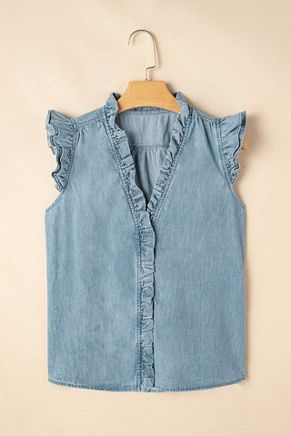 Ruffle Trim Button Blouse