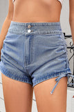 High-Waist Casual Denim Shorts
