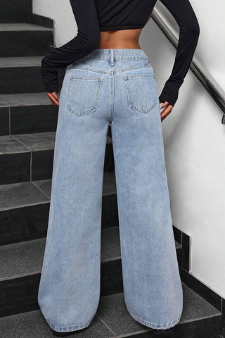 High-Waist Washed Jeans