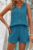 Button-Front Sleeveless Short Set