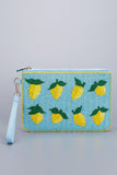 Embellished Lemon Design Wristlet Pouch