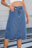 A-Line Denim Skirt with Pocket Detail