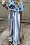 Striped Wide-Leg Casual Pants