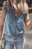 Ruffle Trim Button Blouse