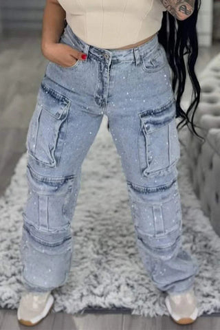 Sparkly Layered Straight Jeans