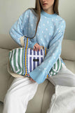 Patterned Knit Crewneck Sweater