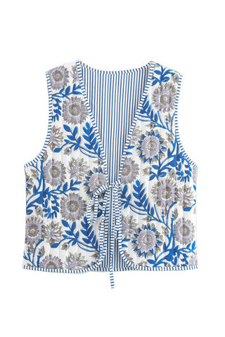 Patchwork Tie-Front Vest