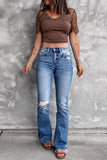 Distressed Flare Denim Jeans