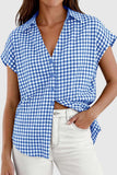Checkered Button Tie-Front Shirt