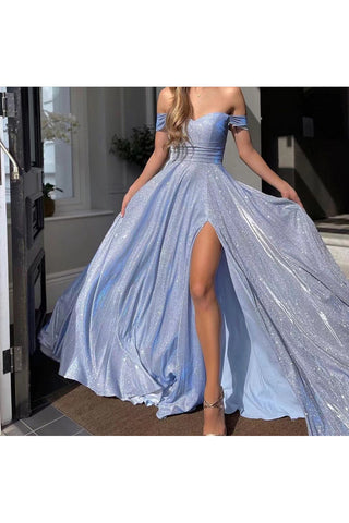 Off-Shoulder Evening Gown with Flare