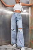 Distressed Wide-Leg Jeans