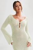 V-Neck Crochet Maxi Dress